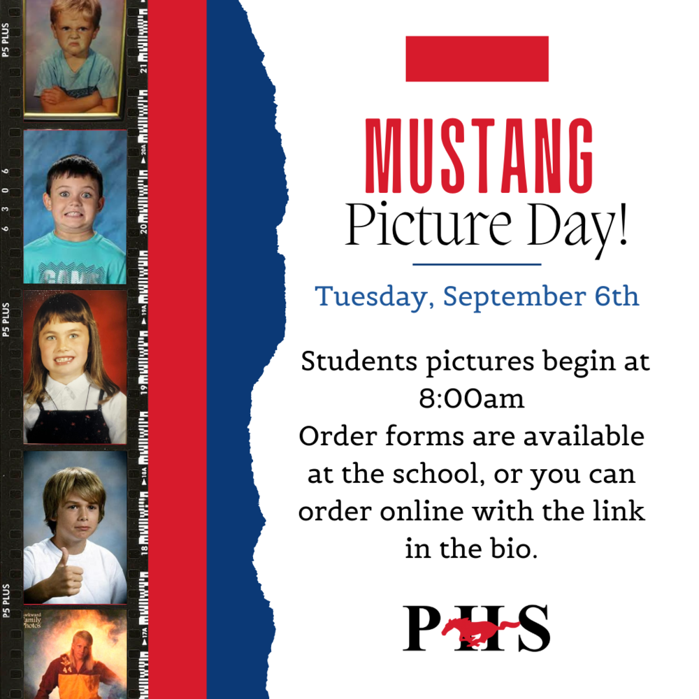 Picture Day, Tuesday September 6th.  Students pictures begin at 8:00am Order forms are available at the school, or you can order online with the link in the bio..