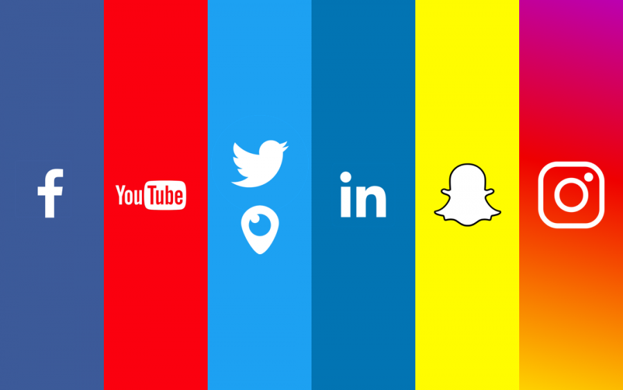 Social media logos including Facebook, YouTube, Twitter, Indeed, Snapchat and Instagram.