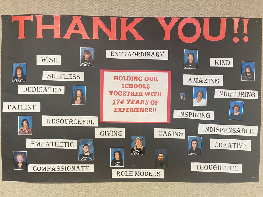 Thank You poster with pictures of staff.