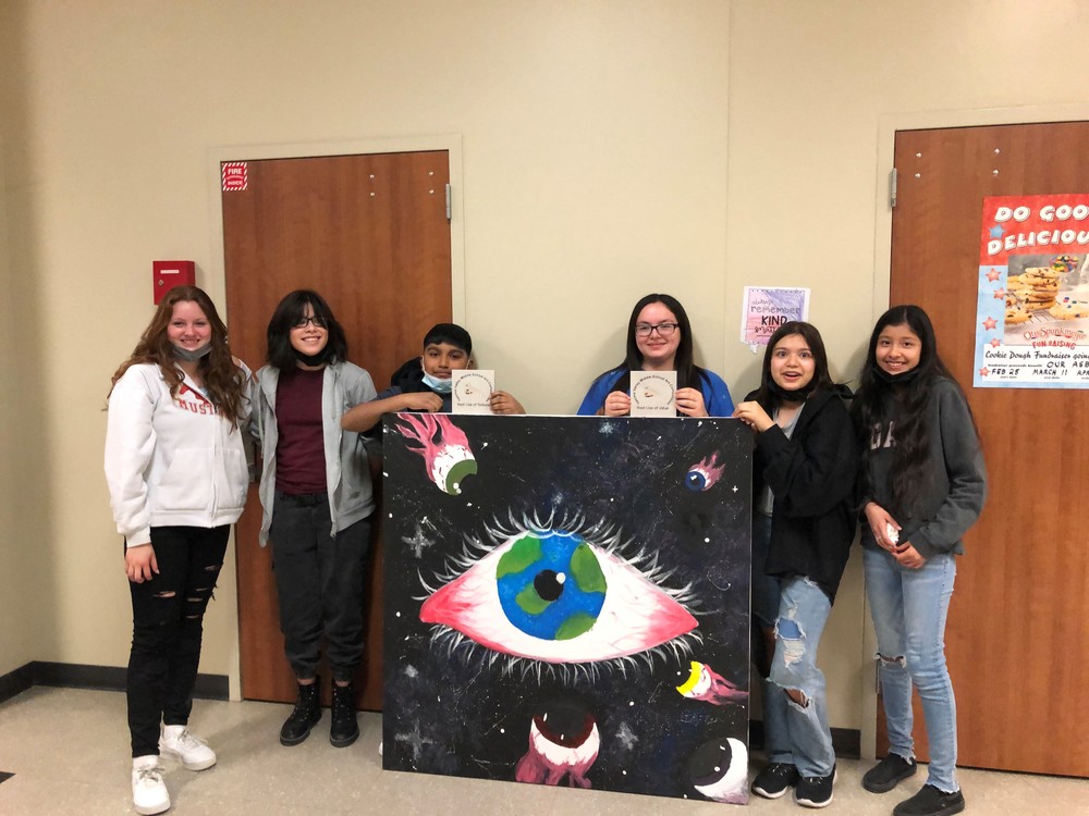 Students with Art Project